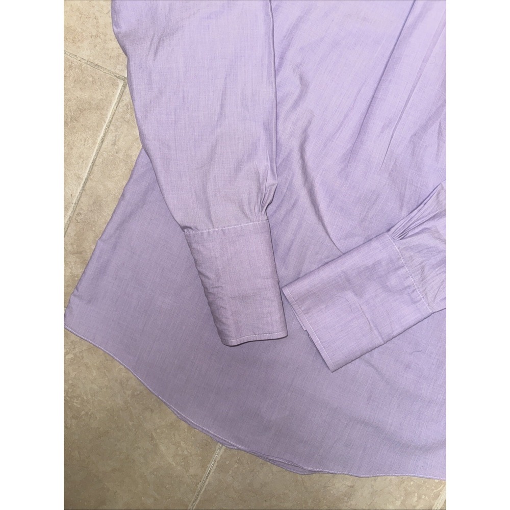 Brooks Brothers Shirt Mens 16" Collar Button Up Long Sleeve Double Cuff Purple - Picture 9 of 10